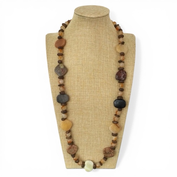 Artisan Semi‑Precious Stone Necklace - Ferruginous Quartz - Silver‑Tone - 31"L - Picture 5 of 16